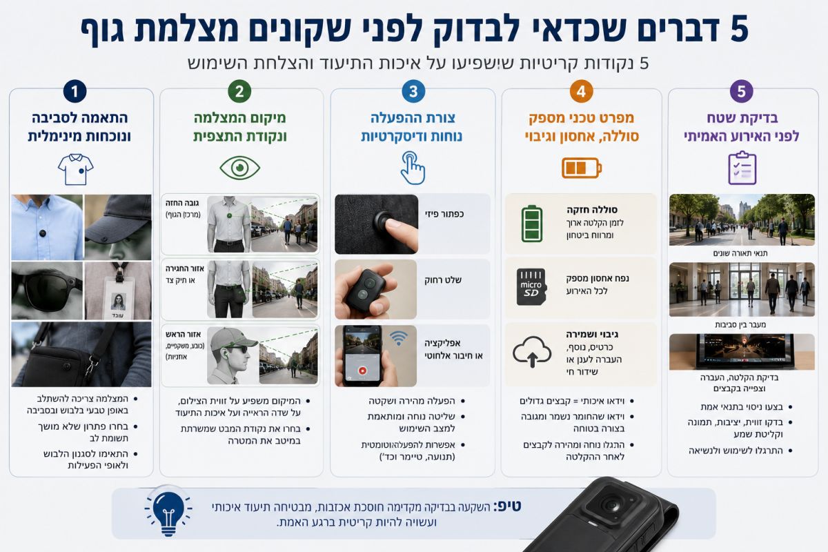 מה בודקים לפני רכישת מצלמת גוף